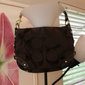 Coach Signature Brown  Bucket Carly Hobo Bag.